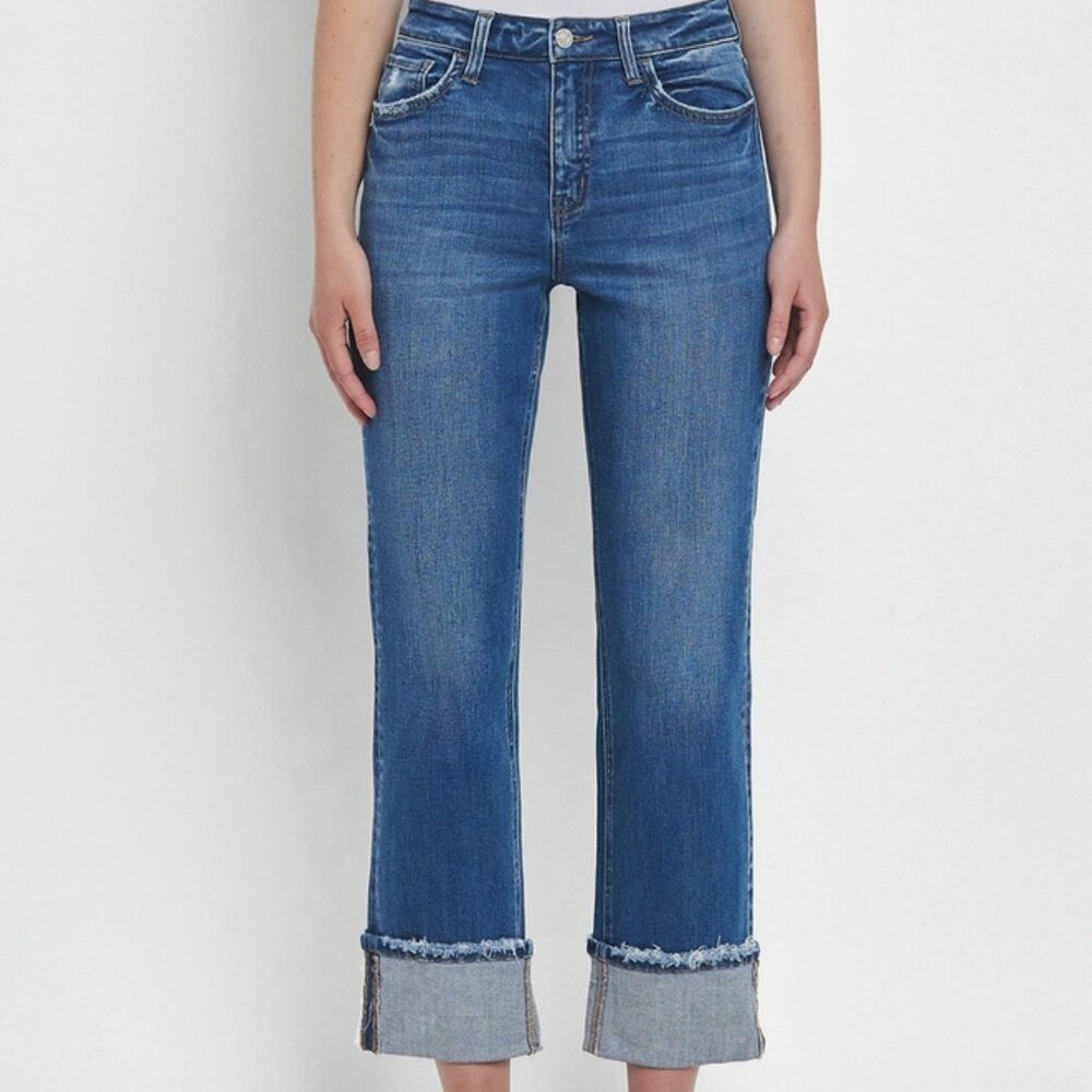 Vervet Victoria by flying monkey High Rise Cuffed Straight Jeans T6600